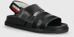 Tommy Hilfiger sandale de piele ELEVATED STRAPPY SANDAL barbati, culoarea albastru marin, FM0FM05008 PPYH-OBM0OW_59X (FM0FM05008)