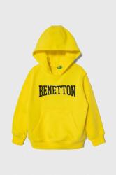 Benetton hanorac de bumbac pentru copii culoarea galben, cu glugă, modelator PPYH-BLB05W_11X