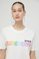 Superdry tricou din bumbac femei, culoarea bej PPYH-TSD1M3_01X