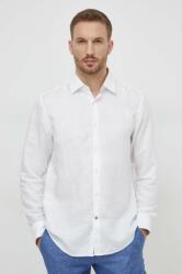 HUGO BOSS cămașă de in culoarea alb, cu guler clasic, regular 50513676 PPYH-KDM09A_00X