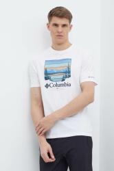 Columbia tricou din bumbac Path Lake culoarea alb, cu imprimeu 1934814 PPY8-TSM1F5_00B