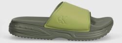 Calvin Klein Jeans papuci CHUNKY COMF SLIDE MINIMAL RAW barbati, culoarea verde, YM0YM00956 PPYH-KLM04F_91X