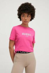 Guess tricou din bumbac femei, culoarea roz PPYH-TSD02G_30X