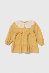 Jamiks rochie din bumbac pentru copii culoarea galben, mini, evazati PPYH-SUG08A_18X