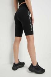 EA7 Emporio Armani pantaloni scurti femei, culoarea negru, cu imprimeu, high waist PPYH-SZD0CM_99X