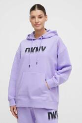 DKNY bluza femei, culoarea violet, cu glugă, cu imprimeu PPYH-BLD016_04X