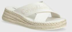 Calvin Klein Jeans papuci SPORTY WEDGE ROPE SANDAL MR femei, culoarea alb, toc pana, YW0YW01364 PPYH-OBD1KK_00X