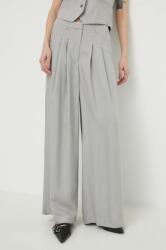 Herskind pantaloni din amestec de in culoarea gri, lat, high waist PPYH-SPD0E9_90X