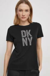 DKNY tricou femei, culoarea negru PPYH-TSD01D_99X