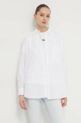 HUGO BOSS cămașă din bumbac femei, culoarea alb, cu guler clasic, relaxed 50515741 PPYH-KDD0AG_00X