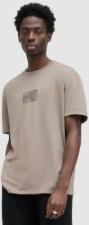 AllSaints tricou din bumbac VARDEN barbati, culoarea bej, cu imprimeu PPYH-TSM1MJ_08X