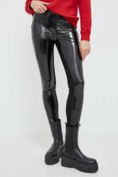 Karl Lagerfeld pantaloni din latex culoarea negru, mulata, high waist PPYH-LGD04W_99X