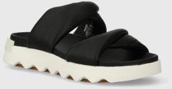 Sorel slapi de piele VIIBE TWIST SLIDE femei, culoarea negru, 2039961010 PPYH-KLD0Y5_99X