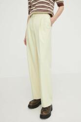 Samsoe Samsoe pantaloni femei, culoarea galben, drept, high waist PPYH-SPD0E0_10X