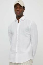 HUGO BOSS cămașă de in culoarea alb, cu guler clasic, regular 50513661 PPYH-KDM099_00X