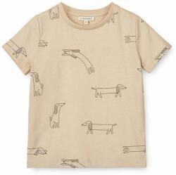 Liewood tricou din bumbac pentru bebelusi Apia Baby Printed Shortsleeve T-shirt culoarea bej, modelator PPYH-TSK016_12X