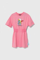 Emporio Armani rochie din bumbac pentru copii x The Smurfs culoarea roz, mini, evazati PPYH-SUG07S_38X