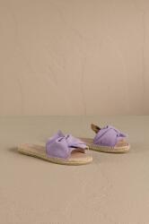 Manebi papuci din piele Hamptons Sandals With Knot femei, culoarea violet, W 1.3 JK PPYH-KLD0JM_48X
