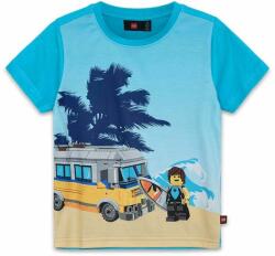 LEGO® tricou de bumbac pentru copii culoarea turcoaz, cu imprimeu PPYH-TSB08B_56X