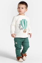 Coccodrillo pantaloni din bumbac pentru bebeluși culoarea verde, neted PPYH-SPB057_97X