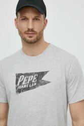 Pepe Jeans tricou din bumbac SINGLE CARDIFF barbati, culoarea gri, cu imprimeu, PM509401 PPYH-TSM0LF_09X
