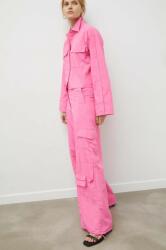2NDDAY pantaloni femei, culoarea roz, lat, high waist PPYH-SPD0N3_30X