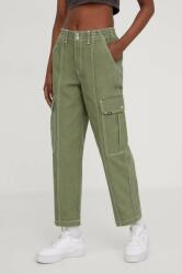 Vans pantaloni femei, culoarea verde, drept, high waist PPYH-SPD0WT_91X