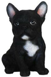 Esschert Design Ülő francia bulldog kiskutya polyresin szobor, fekete, kültéri és beltéri dekorációs kiegészítő (37000451-FF)