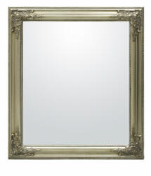 Art-Pol Klasszikus stílusú élcsiszolt szögletes fali tükör faragott ezüst blondel keretben 72x67x3cm (62361)