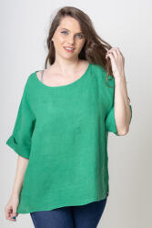 SHOPIKA Bluza din in cu despicaturi laterale, verde Verde Talie unica