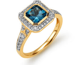  Arany gyémántgyűrű London Blue topázzal 0.350 ct KU1536