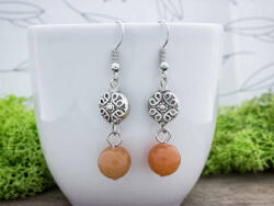 R. M. ékszer Keleti báj piros aventurin lógós fülbevaló (10142)