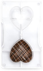 Decora Matrita Policarbonat Ciocolata, Inima O 6.8 cm, 2 Cavitati, 20 x 12 x H 2 cm (50078)