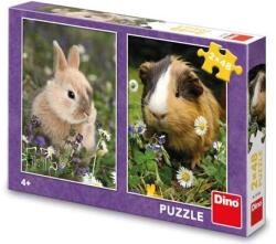 Dino - Puzzle 2x48 Iepure și cobai - 40 - 99 piese Puzzle