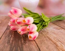 Minikek Tulipán művirág csokor RealTouch, 10 szál, Púder álom