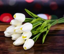 Minikek Tulipán művirág csokor RealTouch, 10 szál, krém