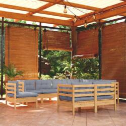 vidaXL Set mobilier grădină cu perne, 9 piese, gri, lemn masiv pin (3096766)