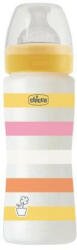 Biberon WB PP cu tetina din silicon cu flux rapid Girls, 4 luni+, Yellow, 330 ml, Chicco