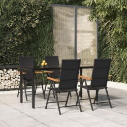 vidaXL Set mobilier de grădină, 5 piese, negru și maro, poliratan (3156520) - comfy