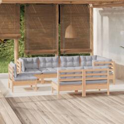 vidaXL Set mobilier grădină cu perne gri, 8 piese, lemn masiv pin (3096465)