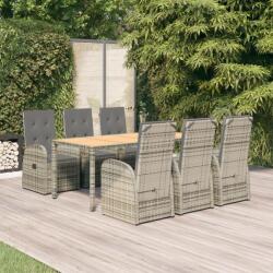 vidaXL Set mobilier de grădină cu perne, 7 piese, gri, poliratan (3157588) - comfy