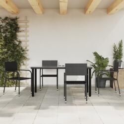 vidaXL Set mobilier de grădină, 5 piese, negru, poliratan și oțel (3203284)