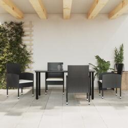 vidaXL Set mobilier de grădină, 5 piese, negru, poliratan și oțel (3203316)