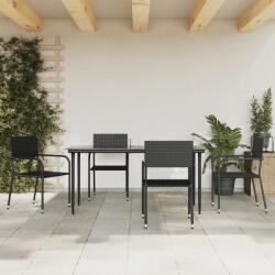 vidaXL Set mobilier de grădină, 5 piese, negru, poliratan și oțel (3203276)