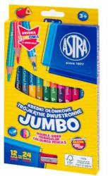 Astra Színes ceruza ASTRA Jumbo hengeres duó kétvégű hegyezővel 12 darabos 24 színű (312023909) - robbitairodaszer