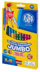 Astra Színes ceruza ASTRA Jumbo hengeres duó kétvégű hegyezővel + arany/ezüst 12 darabos 24 színű (312023910) - robbitairodaszer