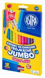 Astra Színes ceruza ASTRA Jumbo hengeres hegyezővel + arany/ezüst 12 színű (312023912) - robbitairodaszer