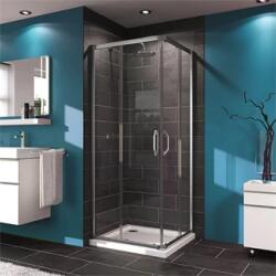 Technik Sanitary X1 (Hüppe) sarokbelépős, szögletes tolóajtós zuhanykabin, fényes ezüst jellegű szerelvények, 800x800 TT (TT-140102)