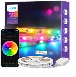Govee Banda LED Govee Basic, 10 m, control vocal, sincronizare muzica, Wi-Fi, Bluetooth, RGB (H618C)
