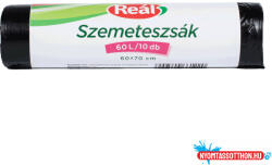  Szemeteszsák 60 liter 60 x 70 cm 10 db/tekercs Reál fekete (55921)